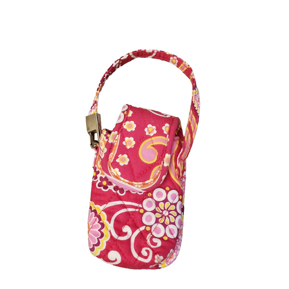 Vera Bradley Quilted Wristlet Case Raspberry Fizz Pink Floral Paisley Phone Case - Picture 1 of 7